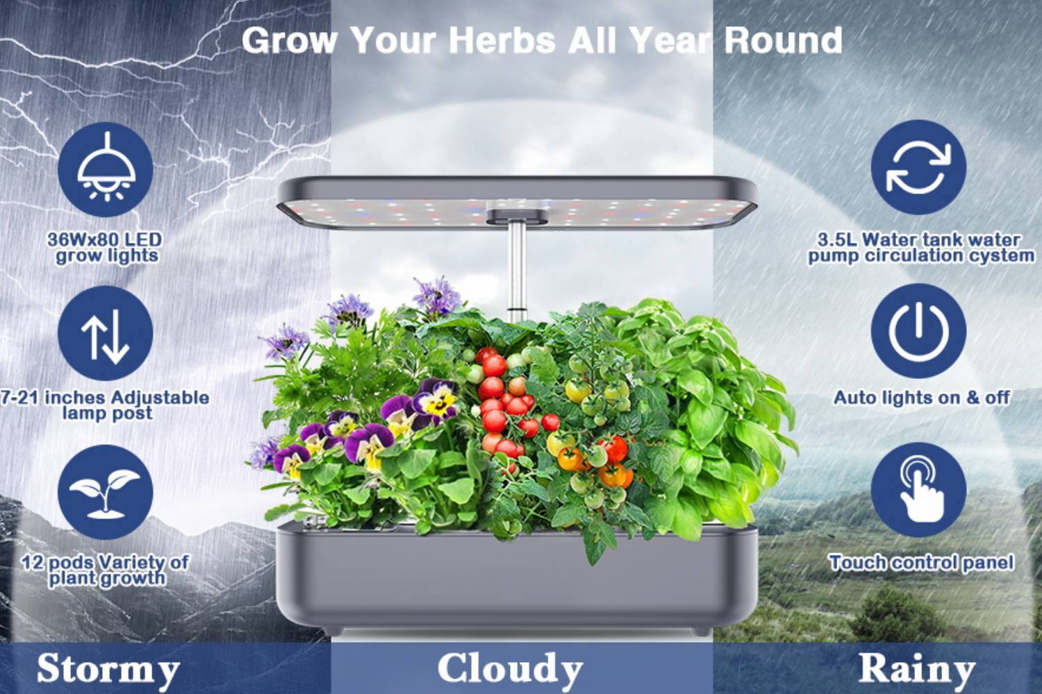 Hydroponics Growing System, 12 Pod Herb Garden: image 6
